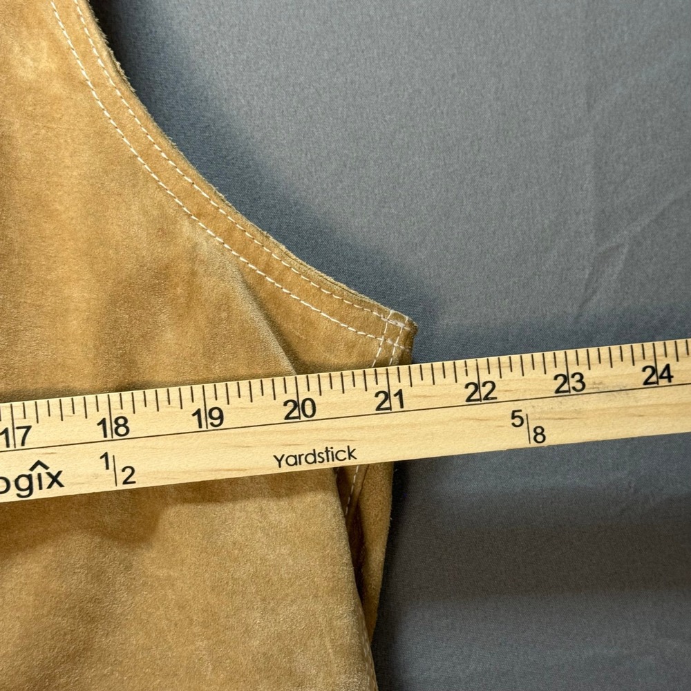 Vintage Brandon Thomas Womens  XL Tan Suede Vest Button Front Pockets Ranch Boho - Picture 6 of 7